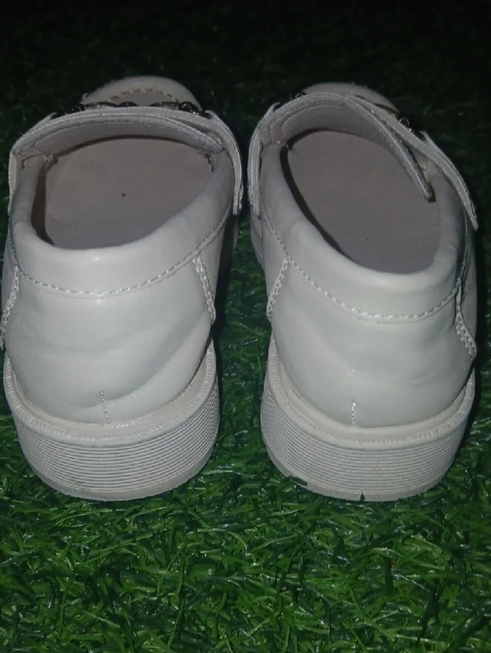 Link Kids White Loafers with Decorative Metal Bit